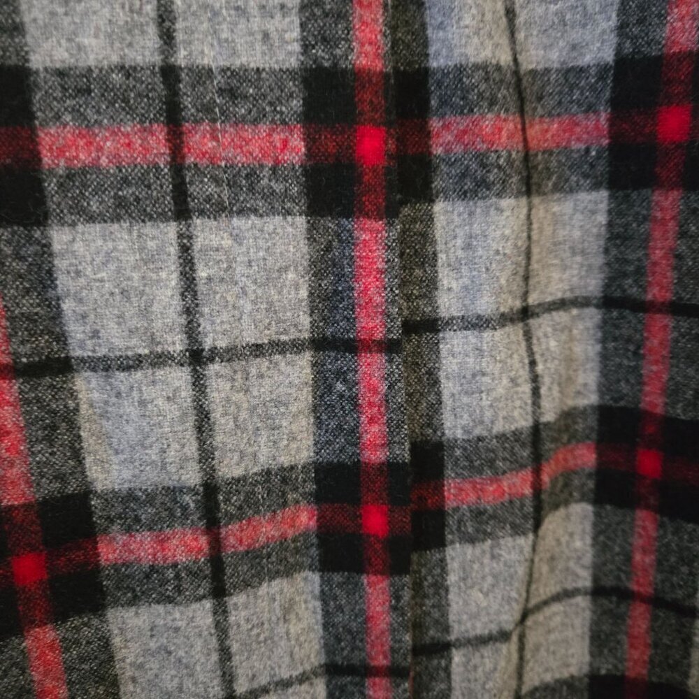 Pendleton Vintage Wool Made In USA Gray Red Plaid Faux Wrap Midi Skirt Size 10p - Picture 5 of 6